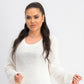 Suéter pulôver feminino estilo &amp; co, tamanho XXG, branco, de malha quadrada