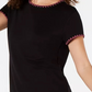 Camiseta feminina Ideology Blanket-Stitch com bainha caída, preta, tamanho pequeno