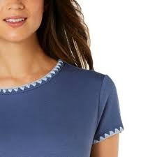 Camiseta feminina Ideology Blanket Stitch Drop Hem Azul Tamanho X-G