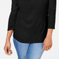 Blusa feminina Karen Scott de algodão bordado com efeito em camadas, preta, tamanho pequeno