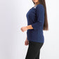 Karen Scott Blusa feminina bordada de algodão com efeito em camadas, azul, tamanho pequeno pequeno
