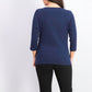 Karen Scott Blusa feminina bordada de algodão com efeito em camadas, azul, tamanho pequeno pequeno