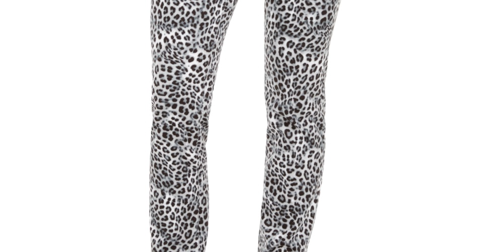 Calça jeans feminina Lexington com estampa animal, perna reta, branca, tamanho 4, Charter Club