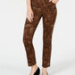 Calça jeans feminina Charter Club Petite estampada Lexington reta marrom tamanho 8 P