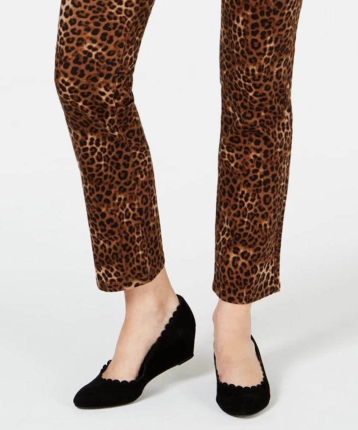 Calça jeans feminina Charter Club Petite estampada Lexington reta marrom tamanho 8 P