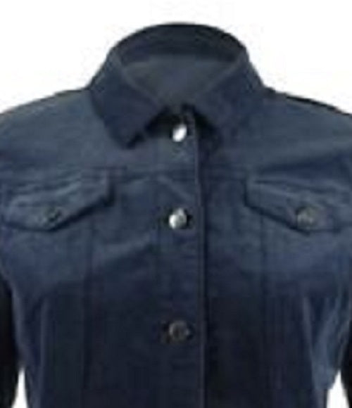 Jaqueta feminina de veludo cotelê com botões Charter Club, azul, tamanho médio