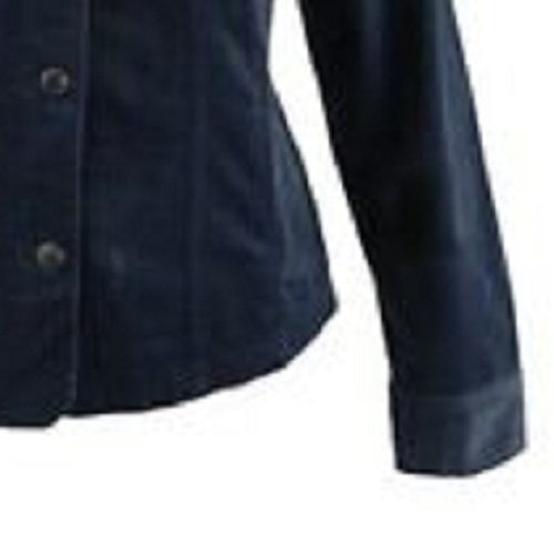 Jaqueta feminina de veludo cotelê com botões Charter Club, azul, tamanho médio