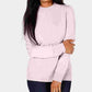 Camiseta feminina Karen Scott com estampa rosa, manga comprida, gola redonda, tamanho pequeno