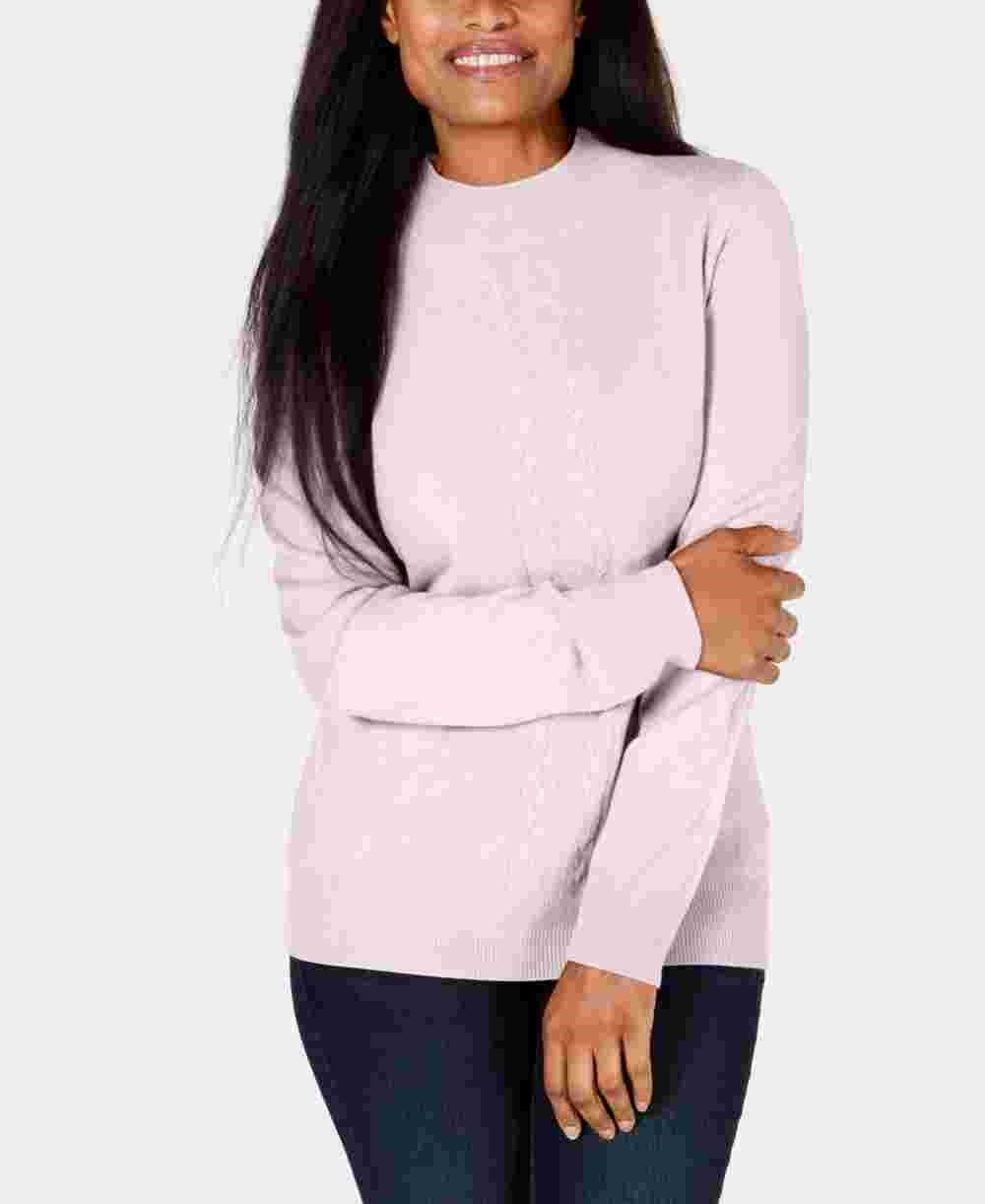 Camiseta feminina Karen Scott com estampa rosa, manga comprida, gola redonda, tamanho pequeno