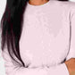 Camiseta feminina Karen Scott com estampa rosa, manga comprida, gola redonda, tamanho pequeno