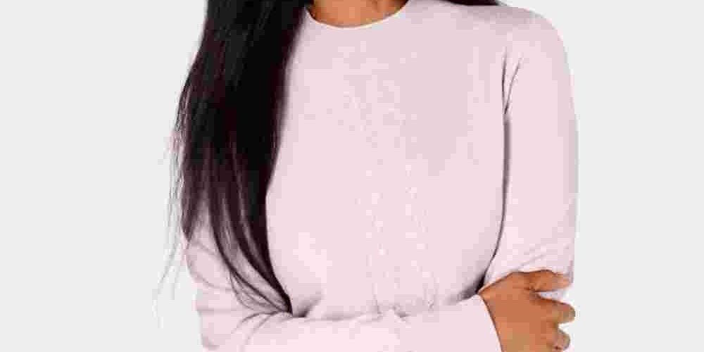 Camiseta feminina Karen Scott com estampa rosa, manga comprida, gola redonda, tamanho pequeno