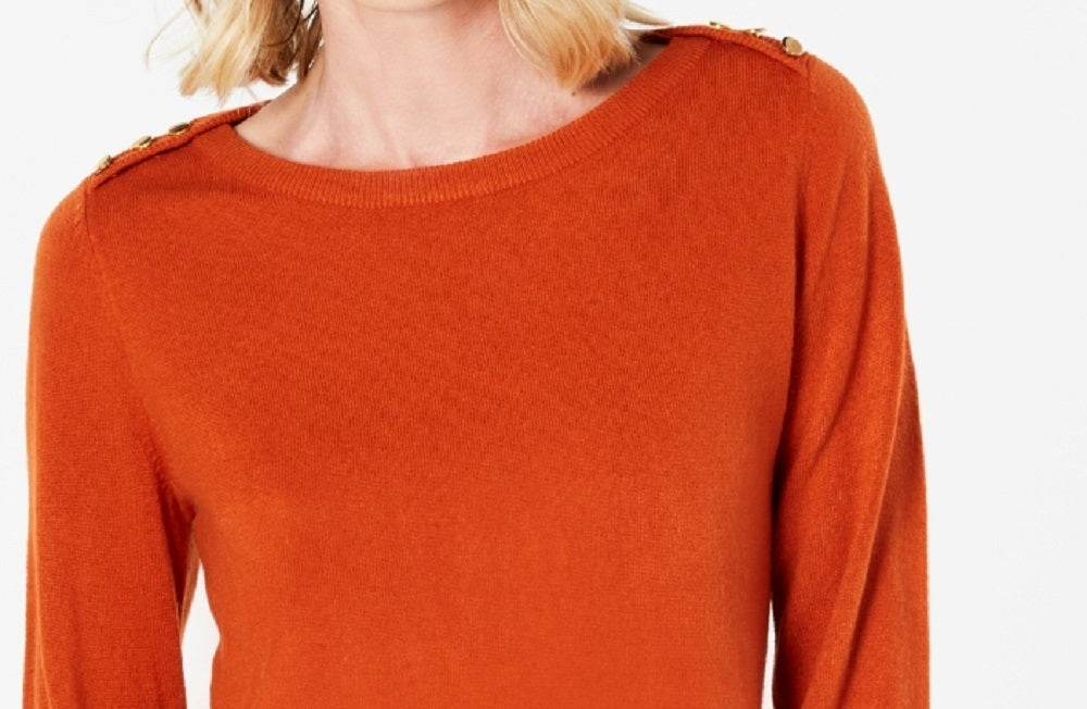 Karen Scott Suéter Feminino com Botões nos Ombros Vermelho Tamanho X-G