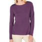 Karen Scott Suéter Feminino Petite com Ombros Abertos, Roxo Médio, Tamanho Petit