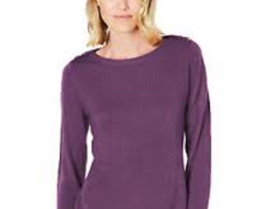 Karen Scott Suéter Feminino Petite com Ombros Abertos, Roxo Médio, Tamanho Petit