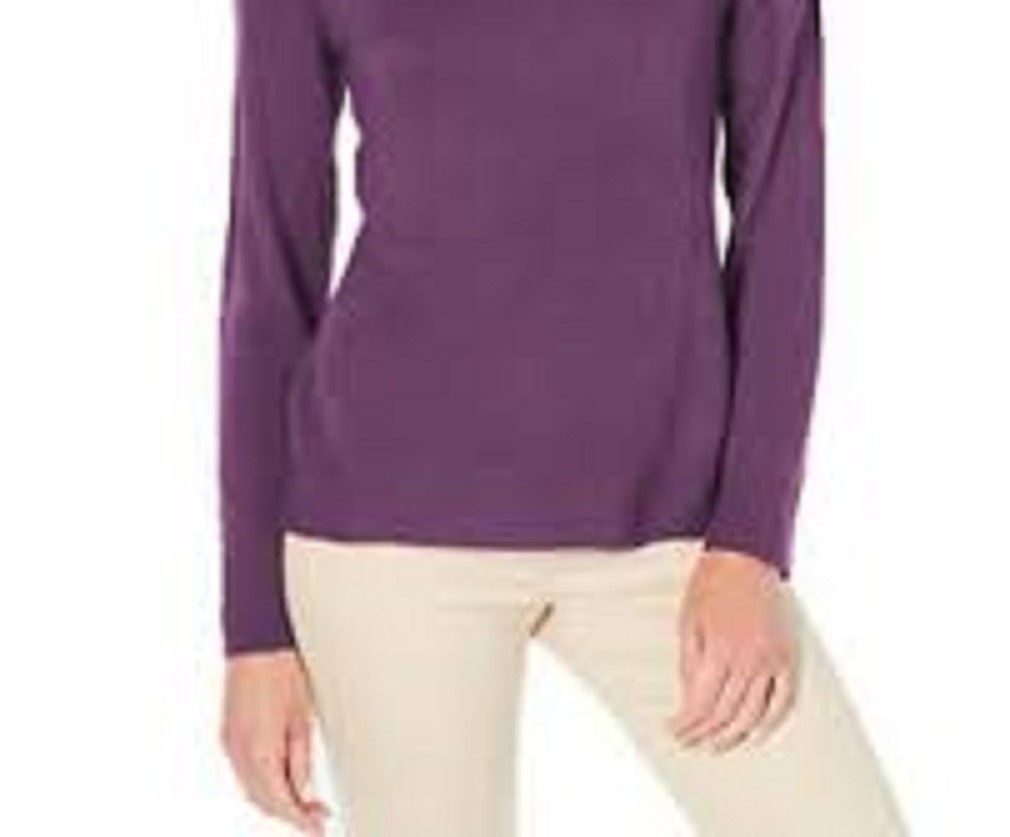 Karen Scott Suéter Feminino Petite com Ombros Abertos, Roxo Médio, Tamanho Petit