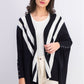 Cardigan feminino Alfani Petite listrado com abertura frontal, preto, tamanho médio