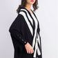 Cardigan feminino Alfani Petite listrado com abertura frontal, preto, tamanho médio