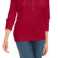 Karen Scott Top Feminino Petite Cotton Grommet-Hardware Vermelho Tamanho P