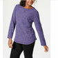Karen Scott Sport Space-Dye Microfleece Top Feminino Roxo Tamanho Médio