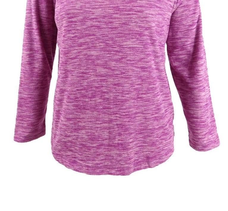 Karen Scott Sport Space-Dye Microfleece Top Feminino Roxo Tamanho Médio