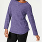 Karen Scott Sport Space-Dye Microfleece Top Feminino Roxo Tamanho X-G