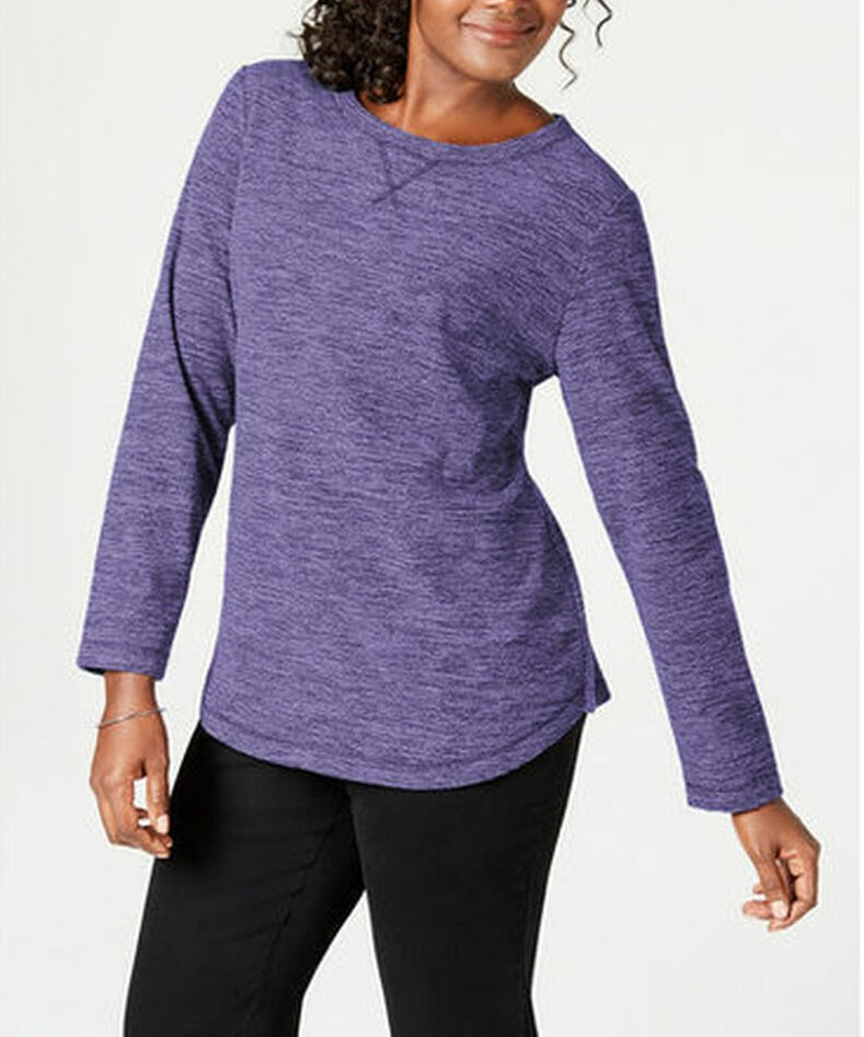 Karen Scott Sport Space-Dye Microfleece Top Feminino Roxo Tamanho X-G