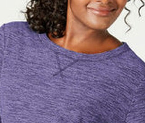Karen Scott Sport Space-Dye Microfleece Top Feminino Roxo Tamanho X-G