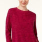 Karen Scott Sport Space-Dye Microfleece Top Feminino Vermelho Tamanho Grande