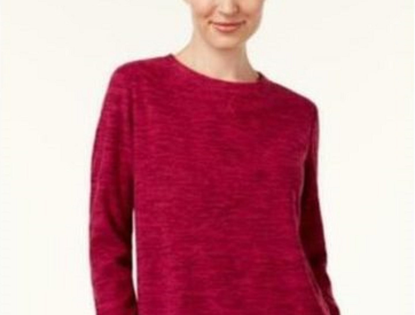 Karen Scott Sport Space-Dye Microfleece Top Feminino Vermelho Tamanho Grande