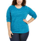 Karen Scott Blusa Plus Size Feminina Microfleece Marmorizada Azul Tamanho 2X