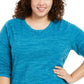 Karen Scott Blusa Plus Size Feminina Microfleece Marmorizada Azul Tamanho 2X