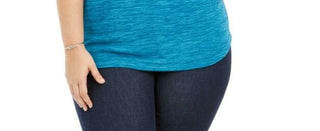 Karen Scott Blusa Plus Size Feminina Microfleece Marmorizada Azul Tamanho 2X
