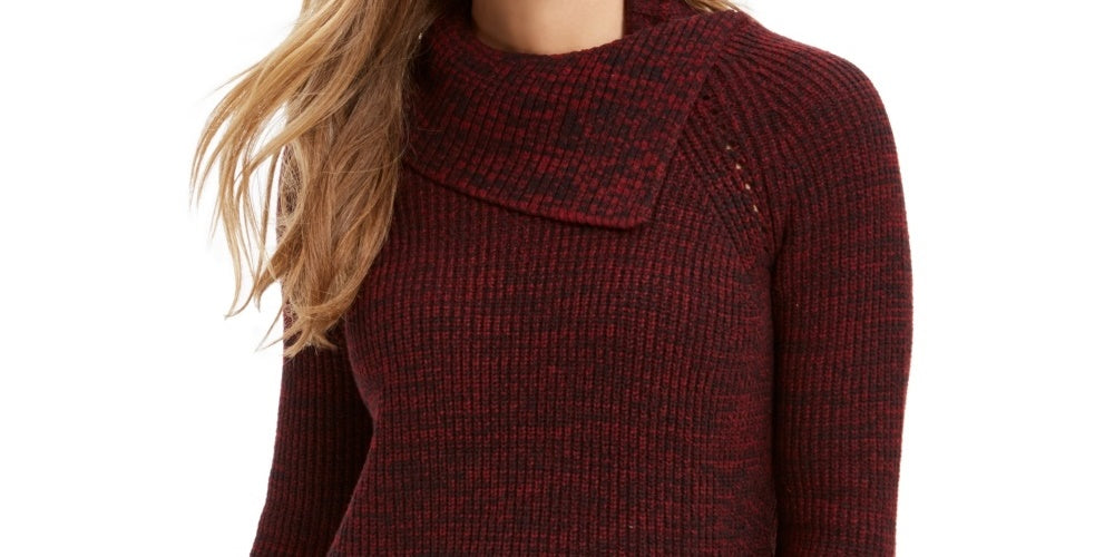 Suéter feminino de malha Pointelle Style &amp; Co, vermelho escuro, tamanho grande