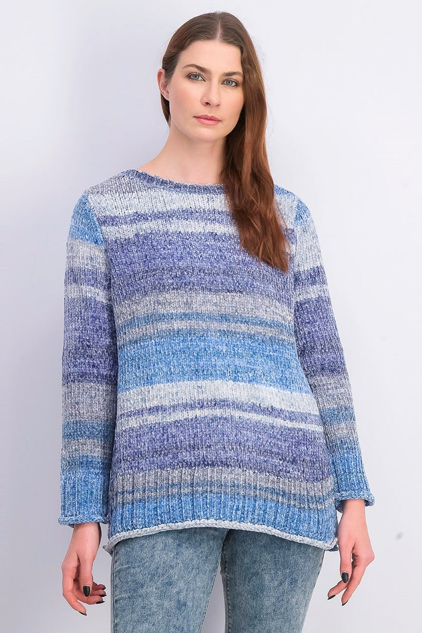 Suéter Feminino em Chenille com Tintura Espacial Estilo &amp; Co Azul Marinho Tamanho X-G