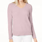 Suéter feminino Maison Jules em chenille com decote em V, rosa, tamanho extragrande
