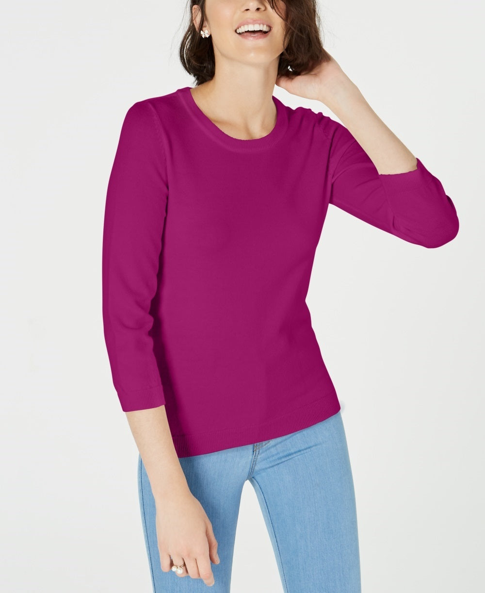 Blusa feminina Maison Jules com manga 3/4 e decote redondo, rosa, tamanho extrapequeno