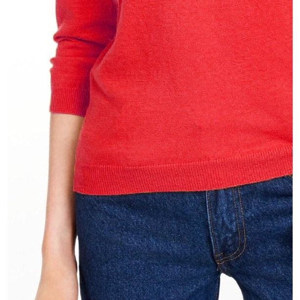 Suéter feminino Maison Jules com gola redonda e manga 3/4, vinho, tamanho grande