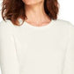 Suéter feminino Maison Jules com gola redonda e manga 3/4, branco, tamanho XX-G
