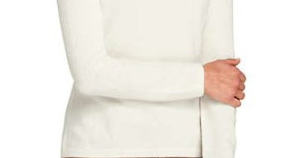 Suéter feminino Maison Jules com gola redonda e manga 3/4, branco, tamanho XX-G