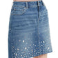 Saia jeans feminina com detalhes em azul, tamanho 4, da INC International Concepts