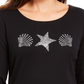 Karen Scott Top Feminino com Tachas e Conchas, Preto, Tamanho Pequeno