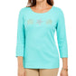 Karen Scott Top Feminino com Tachas e Conchas Azul Tamanho P