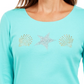 Karen Scott Top Feminino com Tachas e Conchas Azul Tamanho P