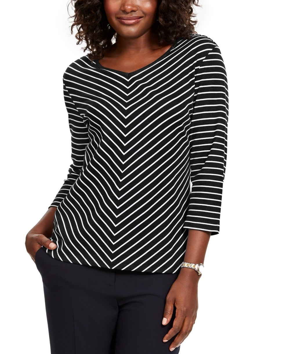 Karen Scott Top Listrado Feminino Pequeno Preto Tamanho Pequeno Médio