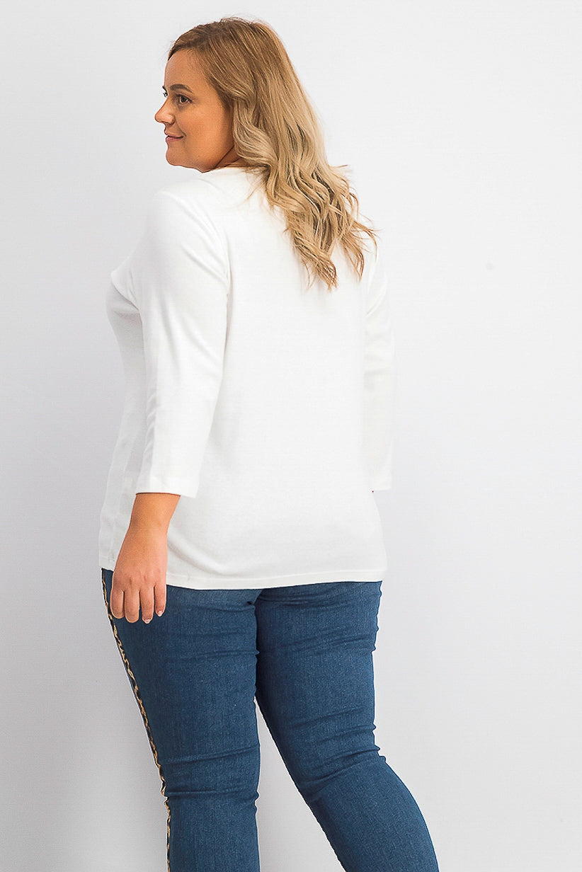 Karen Scott Top de algodão com ilhós feminino, branco, tamanho grande
