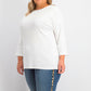 Karen Scott Top de algodão com ilhós feminino, branco, tamanho grande