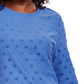 Karen Scott Top esportivo feminino texturizado com bolinhas, manga 3/4, azul, tamanho X-S