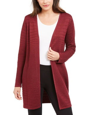 Cardigan feminino Alfani metálico com abertura frontal, vermelho, tamanho médio
