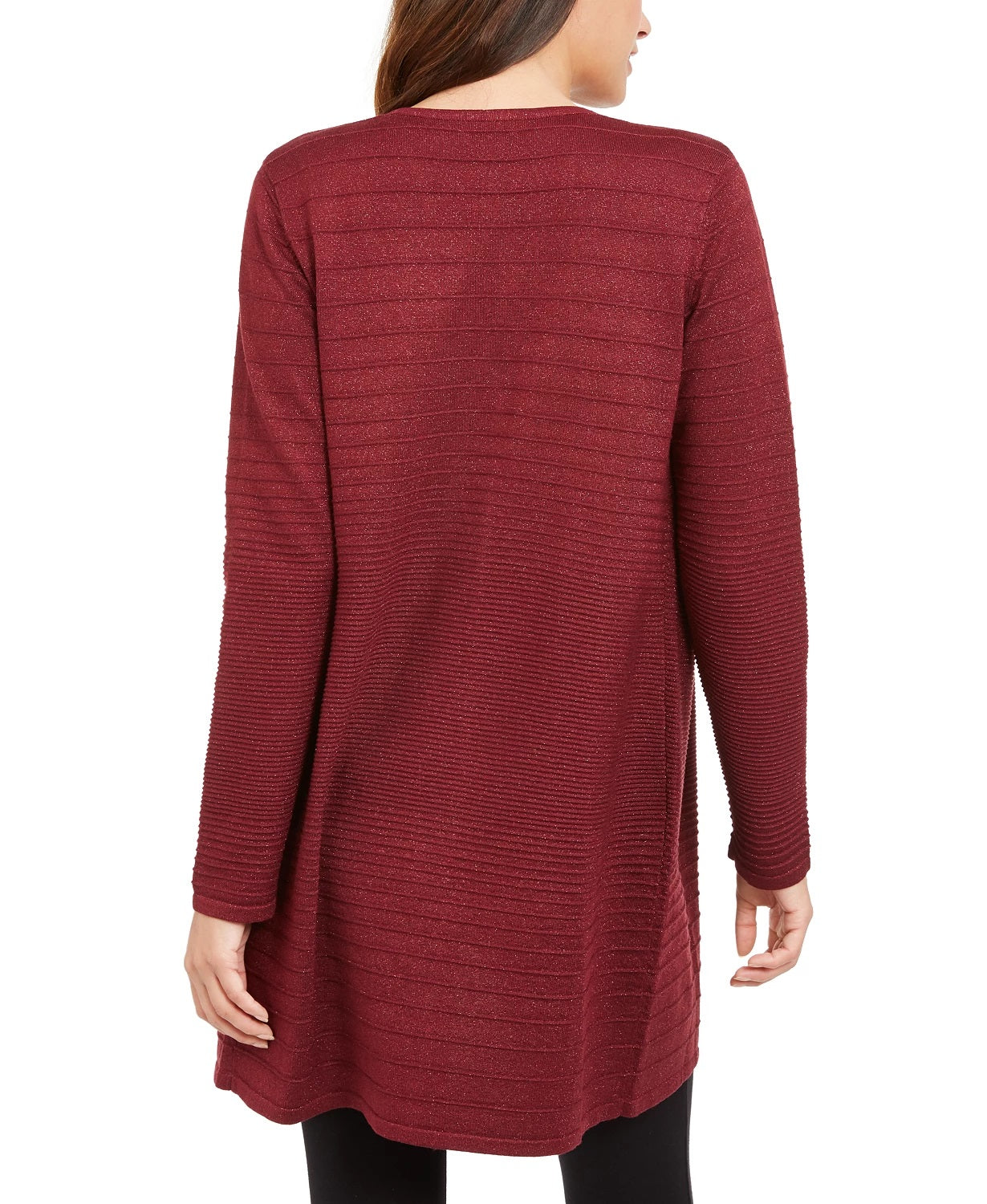 Cardigan feminino Alfani metálico com abertura frontal, vermelho, tamanho médio