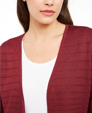 Cardigan feminino Alfani metálico com abertura frontal, vermelho, tamanho médio